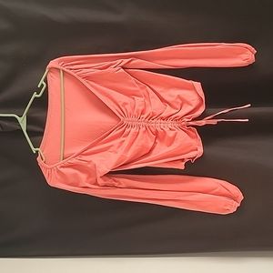 Pink dressy long sleeve crop top 1x